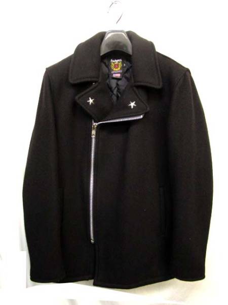 ショット メルトン Pコート ライダース 星 スタッズ 中綿 紺 36