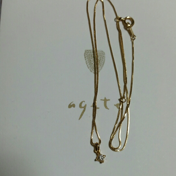 アガット agete　一粒 ダイヤモンド ネックレス K18