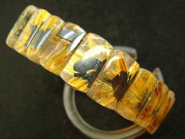 1105L617 極美品【5A太陽花タイチンルチル】バングル16X8mm