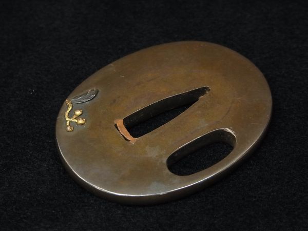 ☆刀装具05無銘 銅鍔 赤銅象嵌「蜂之図」☆刀剣部品/武具/日本刀 武具