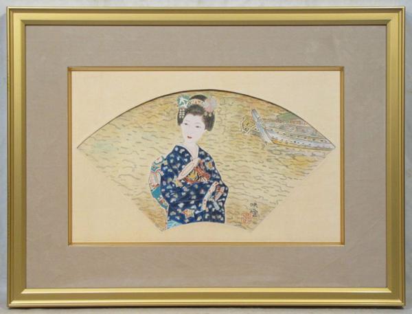 白鳥映雪　「舞子」　額装８号大　江戸情緒の匂う、小粋な絵です