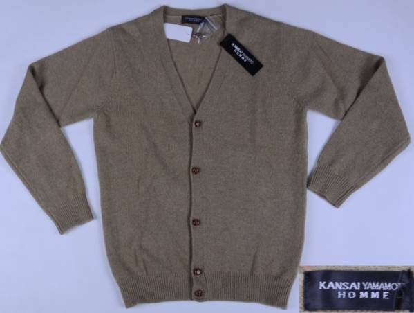 KANSAI YAMAMOTO HOMMEラムウールベージュニットカーデガンM
