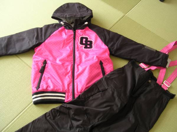 子供スキー・ボードウェア/サイズ調整付/　150　ピンク/黒　上下