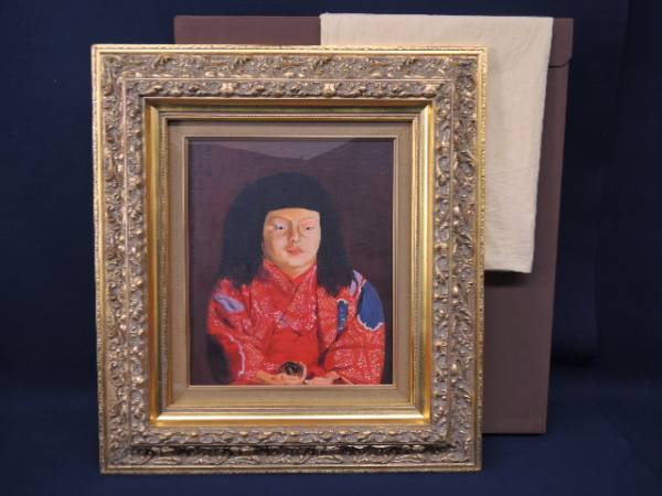 ◇伯◇油絵 岸田 劉生 肉筆 極彩色 麗子之像之図 額装 F8 a1659 文化