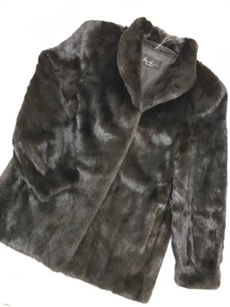 752◆美品【Zenshin】ダークミンク ハーフコート◆ほぼ黒色毛皮