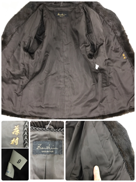 752◆美品【Zenshin】ダークミンク ハーフコート◆ほぼ黒色毛皮