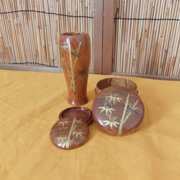 茶道具 春慶塗 利休茶箱揃 銘有 検野点器据茶杓香合棗茶碗仕覆付