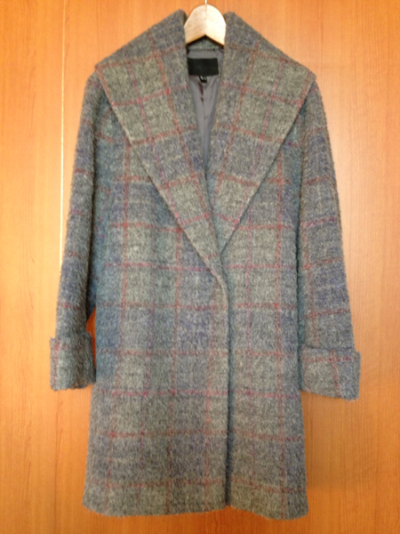 Demi-Luxe BEAMS / シャギー　チェック コクーンコート　アルパカ No.1310 コート （ブルー フランス製ウールアルパカチェックイエロー