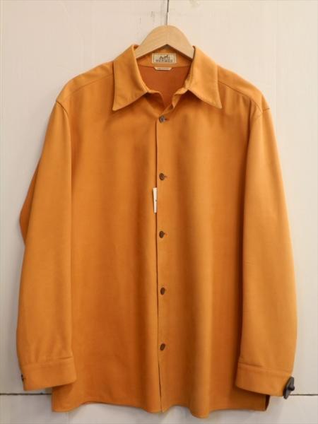 CC)┗エルメス HERMES 牛革コート オレンジ 50