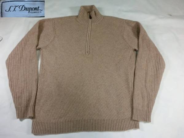 カシミヤ１００％ハーフジップニットセーターJ.T DUPONT日本製