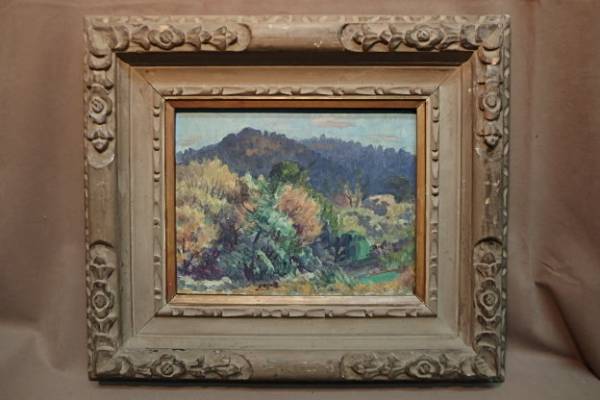 ◇油彩　風景画　アンティーク額　森林　