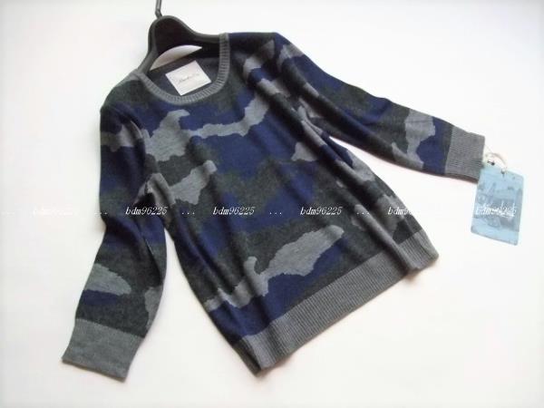 新品*Moroko Bar モロコバー*カモフラ迷彩柄ニット 紺×グレー
