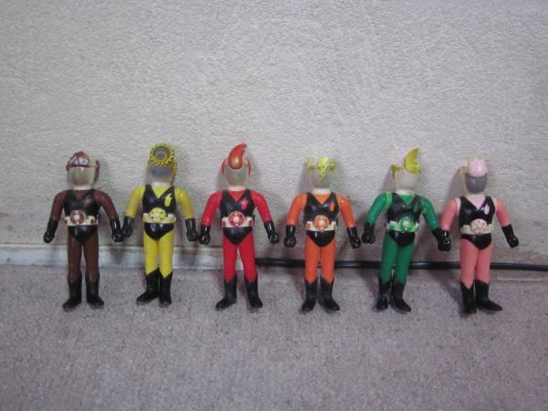 売切り 当時物【旧ポピー】忍者キャプター6体セット ソフビ 13cm