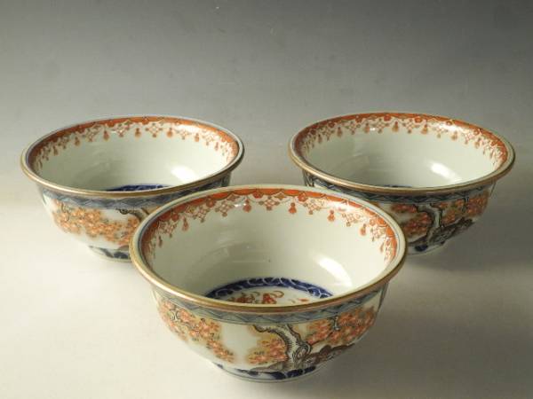 ◆伯◆古伊万里 色絵 龍 花唐草 三ツ重鉢 無傷完品 江戸期 79a53