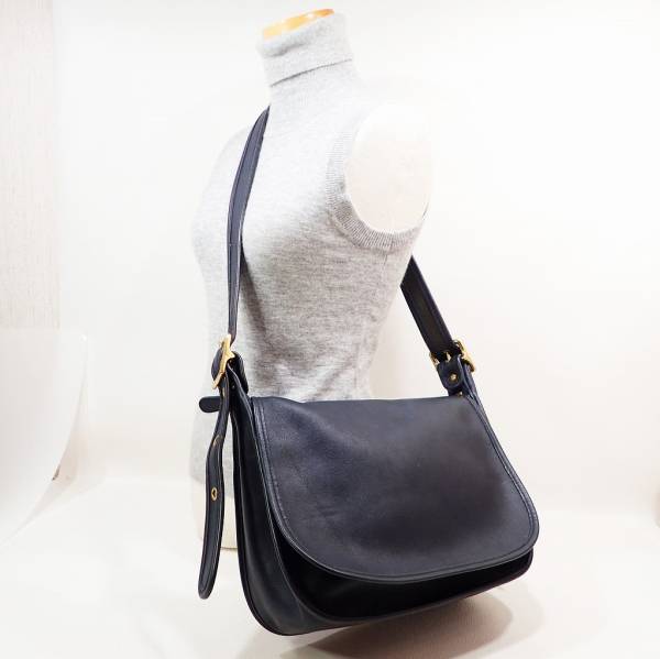 オールドコーチ COACH ショルダーバッグ レザー ネイビー系 y413 