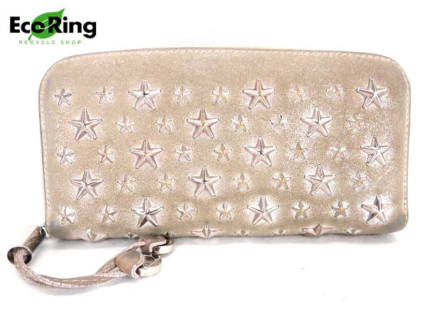 1円 ジミーチュウ スタッズ ラウンドファスナー 長財布 BY049