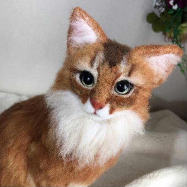 ☆ ソマリレッド ☆ 羊毛フェルト ハンドメイド 猫 猫人形 置物