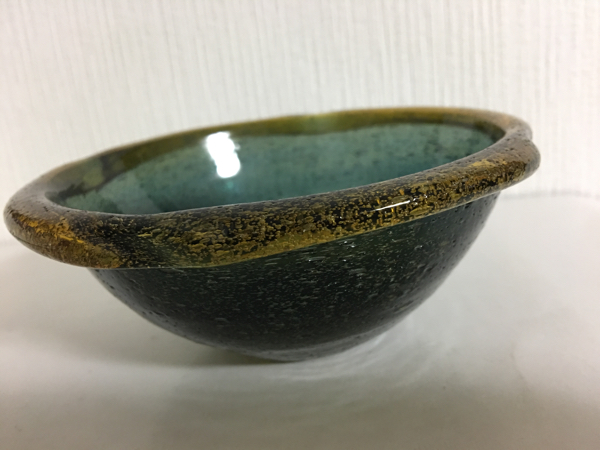 琉球ガラス 現代の名工 稲嶺盛吉作 宙吹きガラス 中鉢 1998年