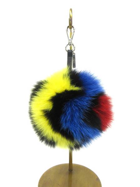 フェンディ バッグチャーム フォックス イエロー&ブルーファー