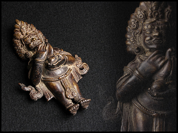 NL715 清代 老銅大黒天立像・銅大黒天神像☆中国古玩仏像佛像