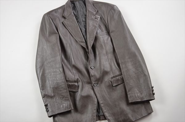 ◎馬革 TETE HOMME テットオムレザー3つボタンジャケット.7538