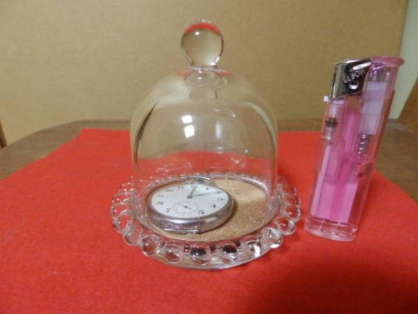 ガラス飾りドーム貴重品置きオブジェ伏せガラス懐中時計飾り精工舎エンパイア