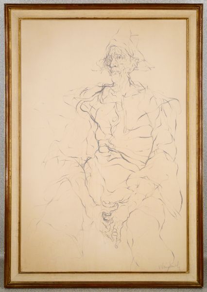 ワイズバッシュ　「ピエロ」　額装４０号大　線描の芸術、大作逸品です