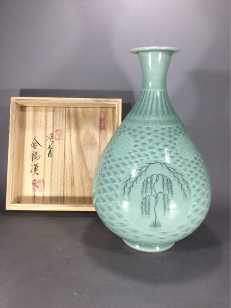 蔵出し品 高麗青磁 李朝時代 古朝鮮 梅壺 花瓶