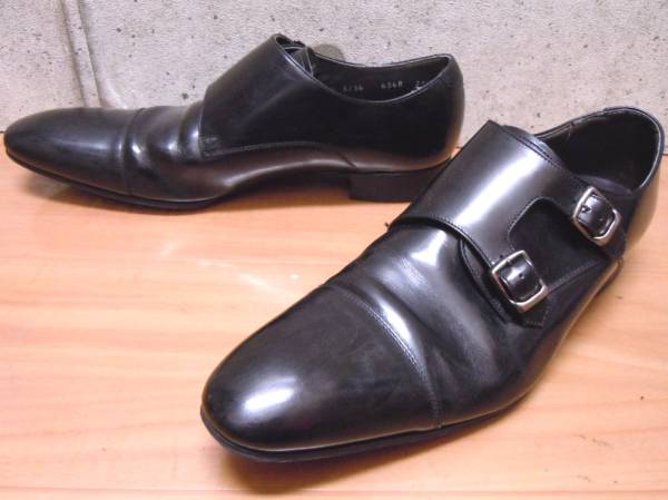 紳士靴　　リーガル　REGAＬ　　ダブルモンクストラップ＆ストレートチップ　　黒　ブラック　　レザー　日本製　　２５．５cm