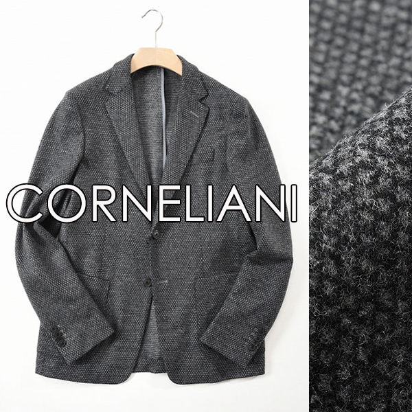 新品 CORNELIANI コルネリアーニ テーラード ジャケット 50 定価 160380円 シングル2B 織柄ウール 280879