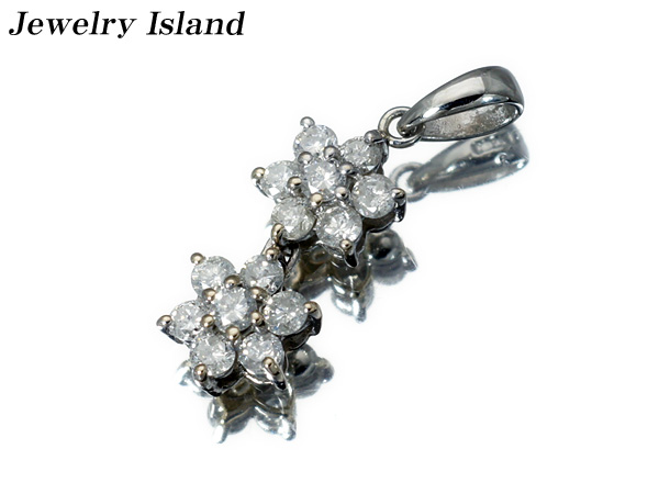 1円～★宝石の島★フローラルセッティング ダイヤモンド0.50ct Pt900ペンダント h710