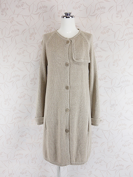 'S MaxMara　カシミヤ，シルク配合ロングカニットーディガン◆ベージュ