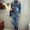 メンズ春秋デニム長袖レトロオーバーオールサロペット　L