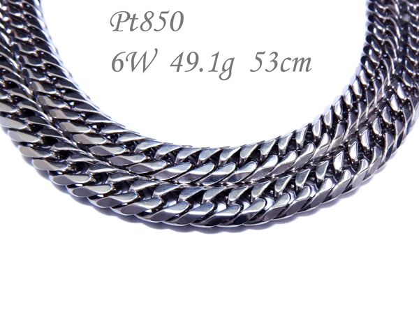 最落なし プラチナ 喜平 Pt850 6面W ネックレス 49.1g/53cm 美品 