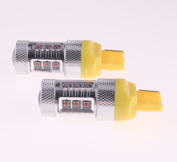 T20/7440 シングル球 LEDバルブ CREE製 80W オレンジ 2個セット