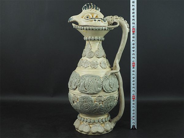 置物 中国古玩 大清乾隆年製 鶏草花紋 茶器 水差し 高さ約