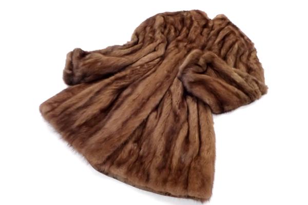 中古◇ミンク セミロングコート F 茶系 毛皮 MINK リアルファー 毛皮 