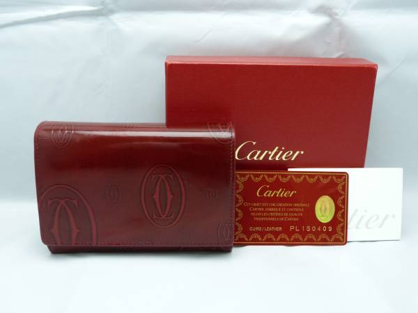 ★美品！100円売切★ハッピーバースデー！２つ折り財布！カルティエ/レッド！付属品多数/レディース/財布！