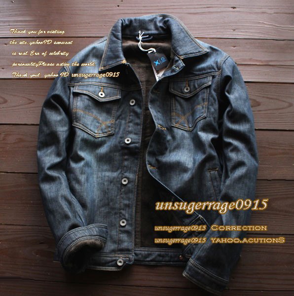 当店全品、国内即日発送　同梱OK600円！新品完売■欧州*メンズ プレミアム ボアデニムジャケット ジージャン/M 希少 上質 総ボア デニム