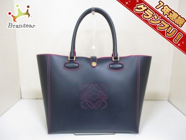 ロエベ トートバッグ 美品 レオ 364.71AG60 パンチング レザー