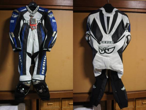 【新品未使用】BERIK 革ツナギ 白/黒/青 サイズXL