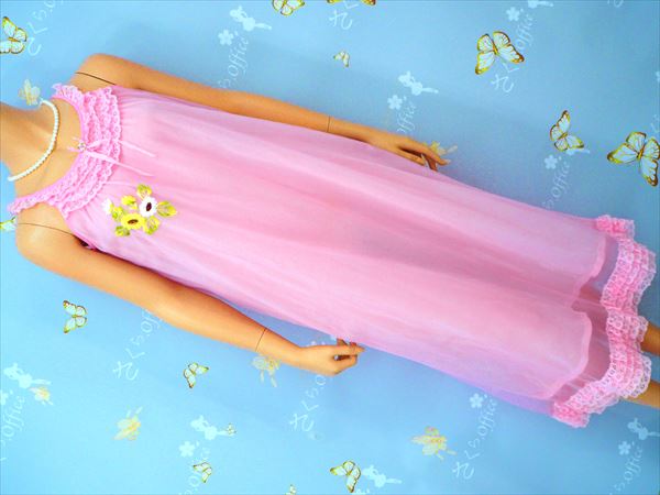 ♪AS8-683*ランクA☆萌え系ピンク*ふわふわシフォン*Cuteネグリジェ♪