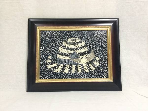 ○草間彌生○油彩画○「帽子」○肉筆画○Wサイン○
