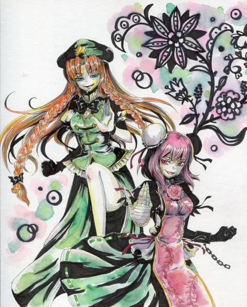 紅美鈴 茨木華扇 手描きイラスト 東方Project Yahoo!オークション 同人