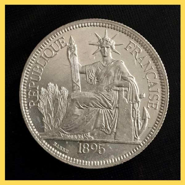 1895年 仏領インドシナ 女神座像 ピアストル銀貨