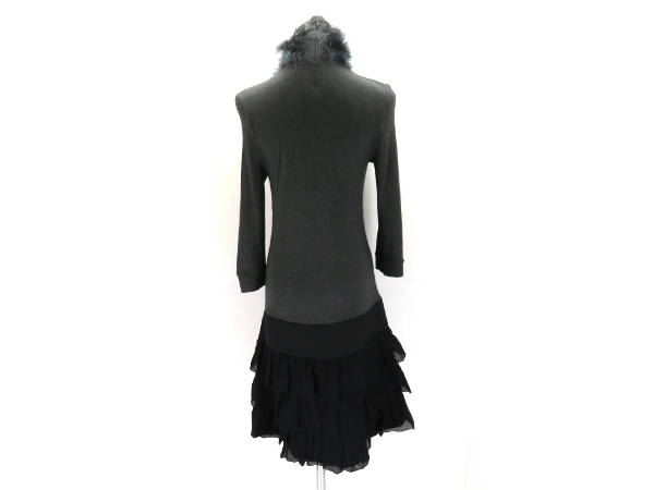 1円 パオラフラーニ size38 ワンピース グレー×ブラック DJ716