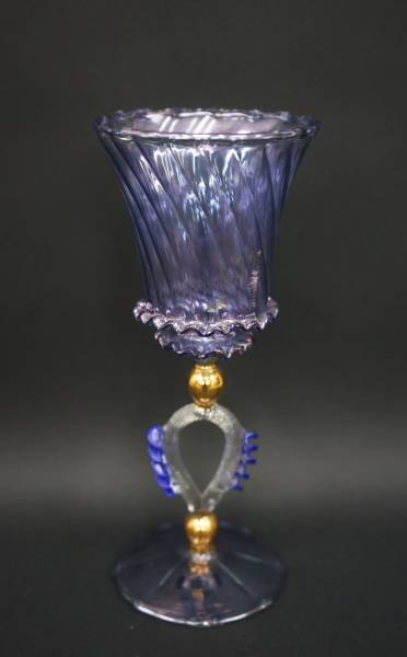 【閑寂堂】旧家蔵出時代 ガラス 高足 足長 ワイングラス大 お洒落な装飾 食器 高さ21㎝■