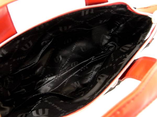 M.Uスポーツ ミエコウエサコ ミュウ君 ロゴ入り 花柄刺繍 ハンドバッグ 手提げ鞄