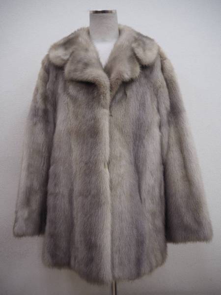 □サファイアミンク□ハーフコート□着丈70㎝□難ありの為￥100