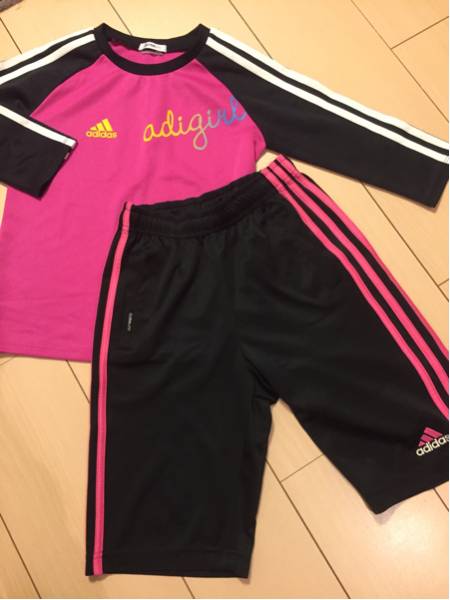 【used】adidas ７分丈パンツ、ハーフパンツ、七分袖Tシャツ6点セットアデァガール_2